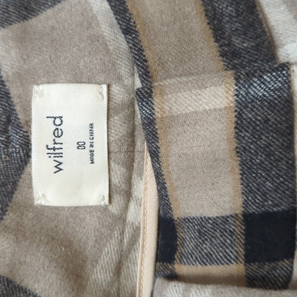 Aritzia Wilfred Tie Front Cashmere Wool Plaid Trousers - Size 00 - Picture 2 of 4